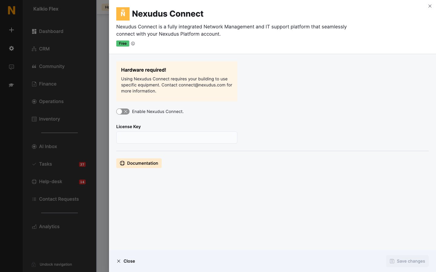 Nexudus Connect settings