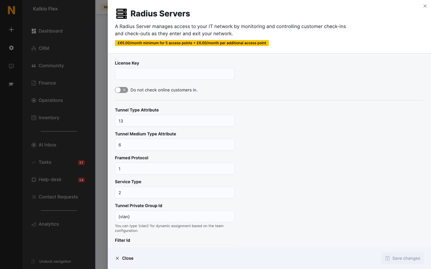 RADIUS settings