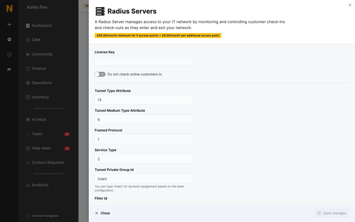RADIUS settings