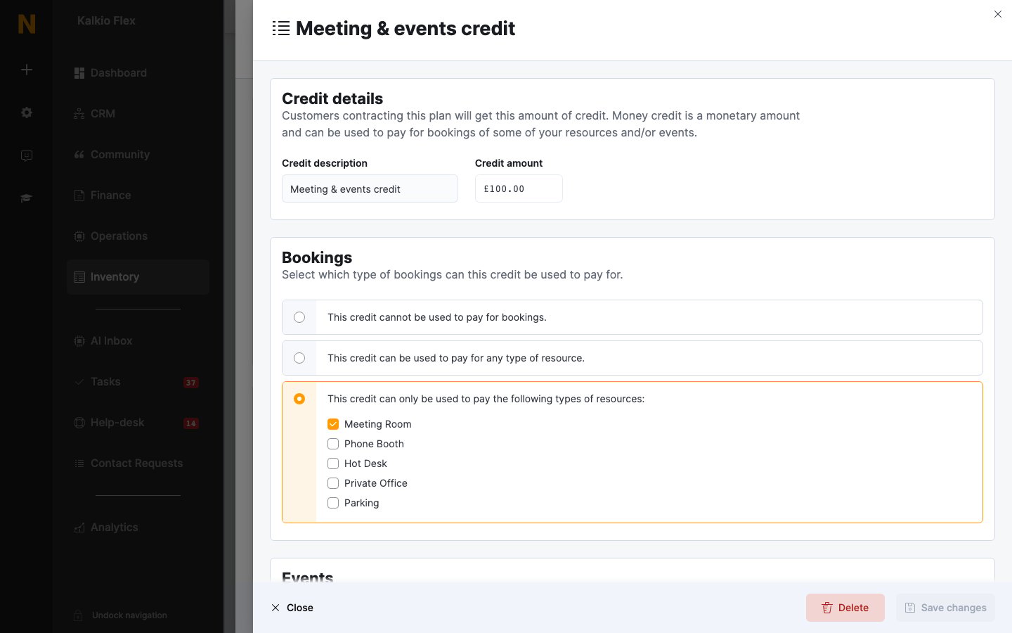 Money credit on a plan