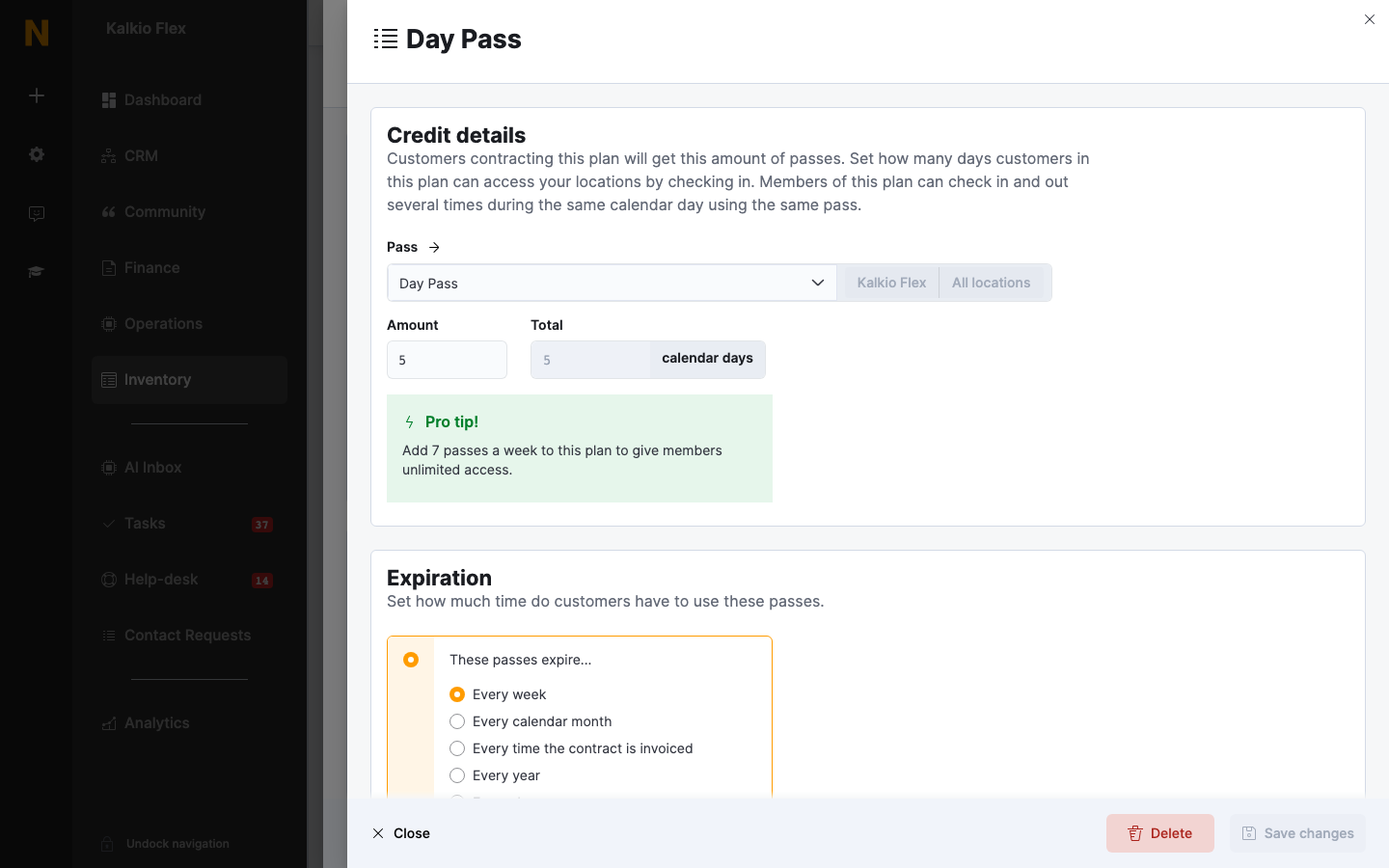 A pass benefit on a plan