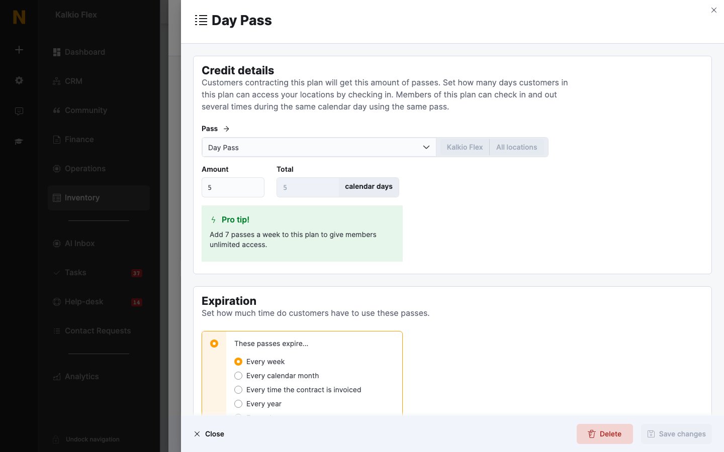 A pass benefit on a plan
