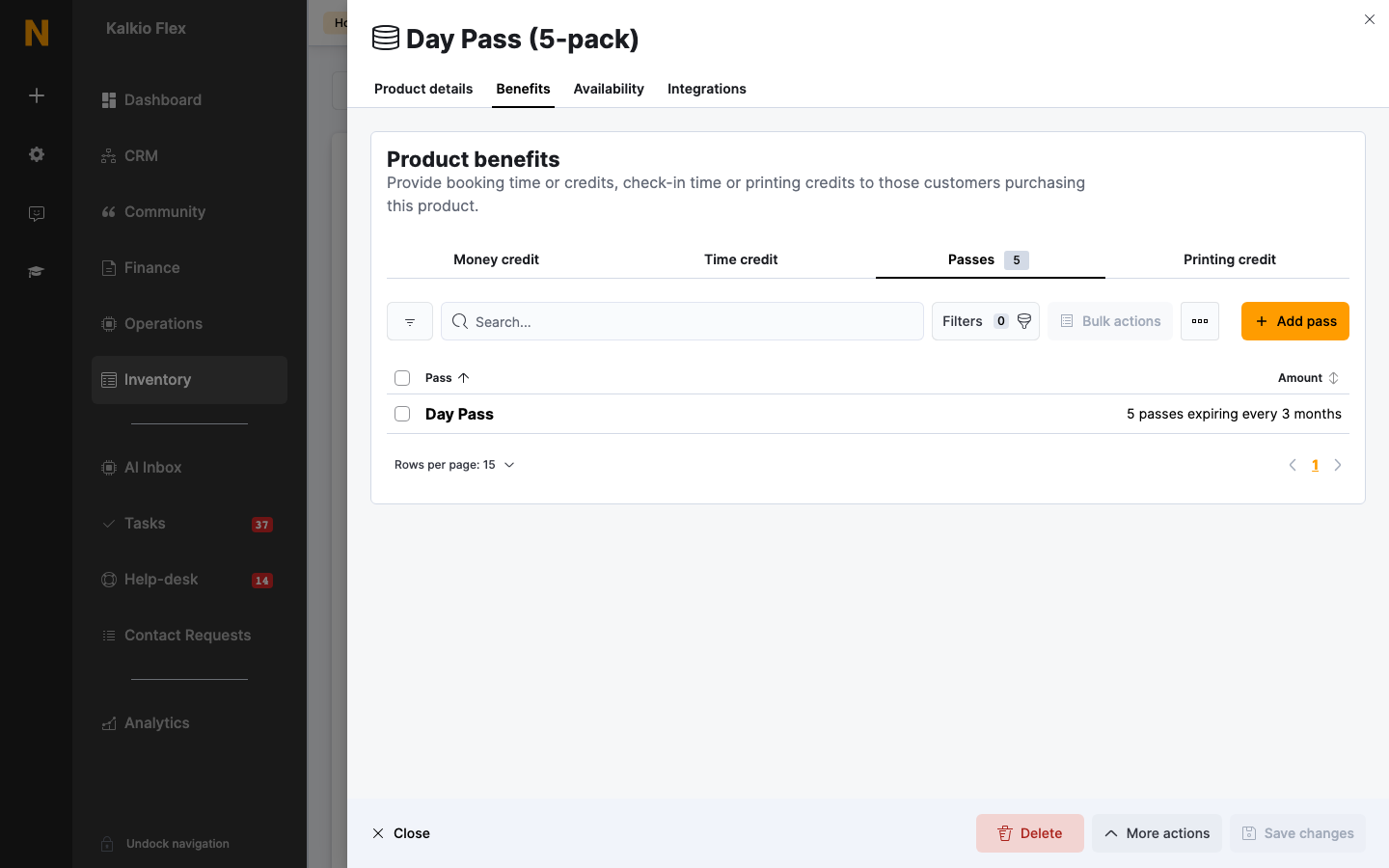 A pass benefit on a product