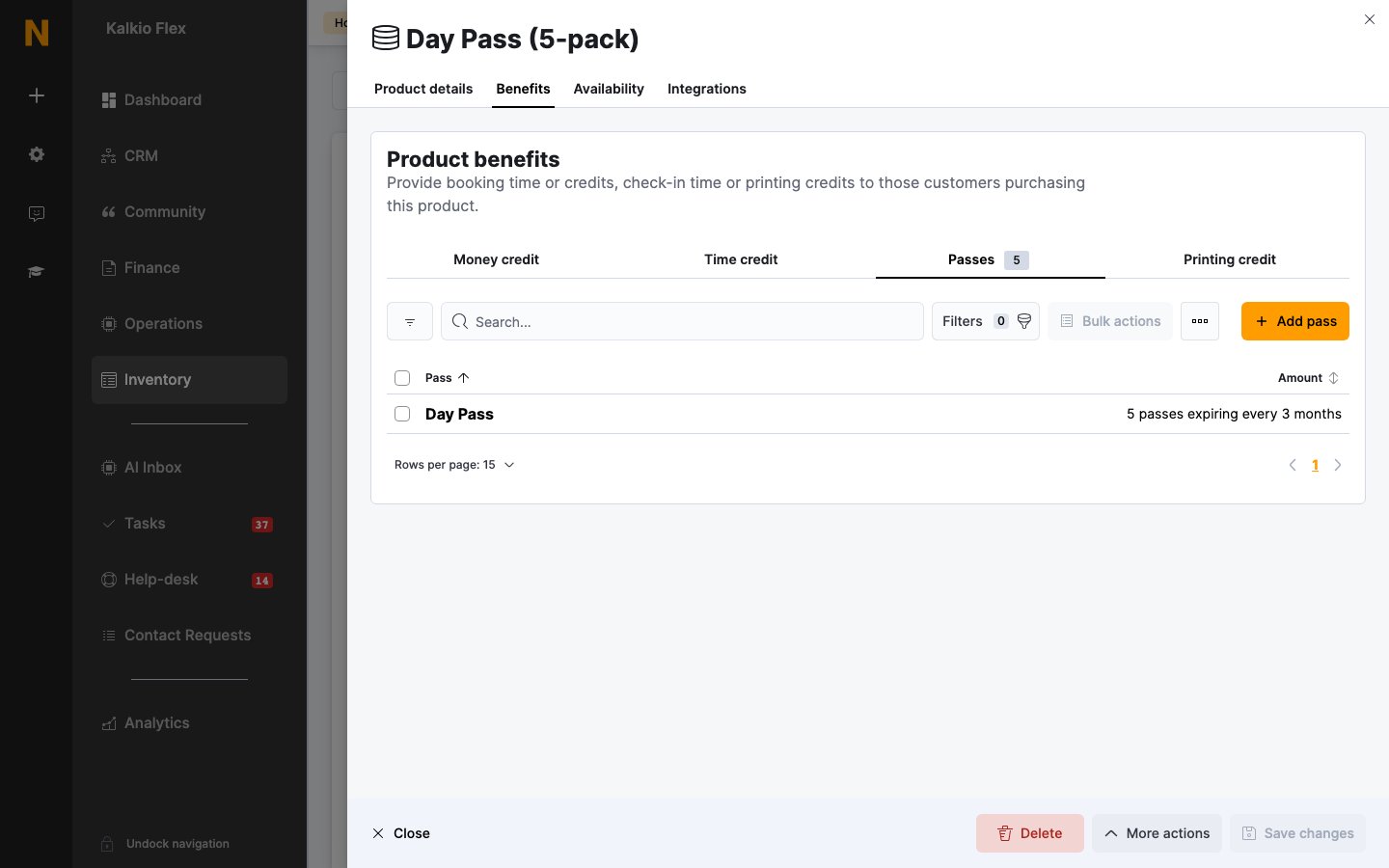 A pass benefit on a product