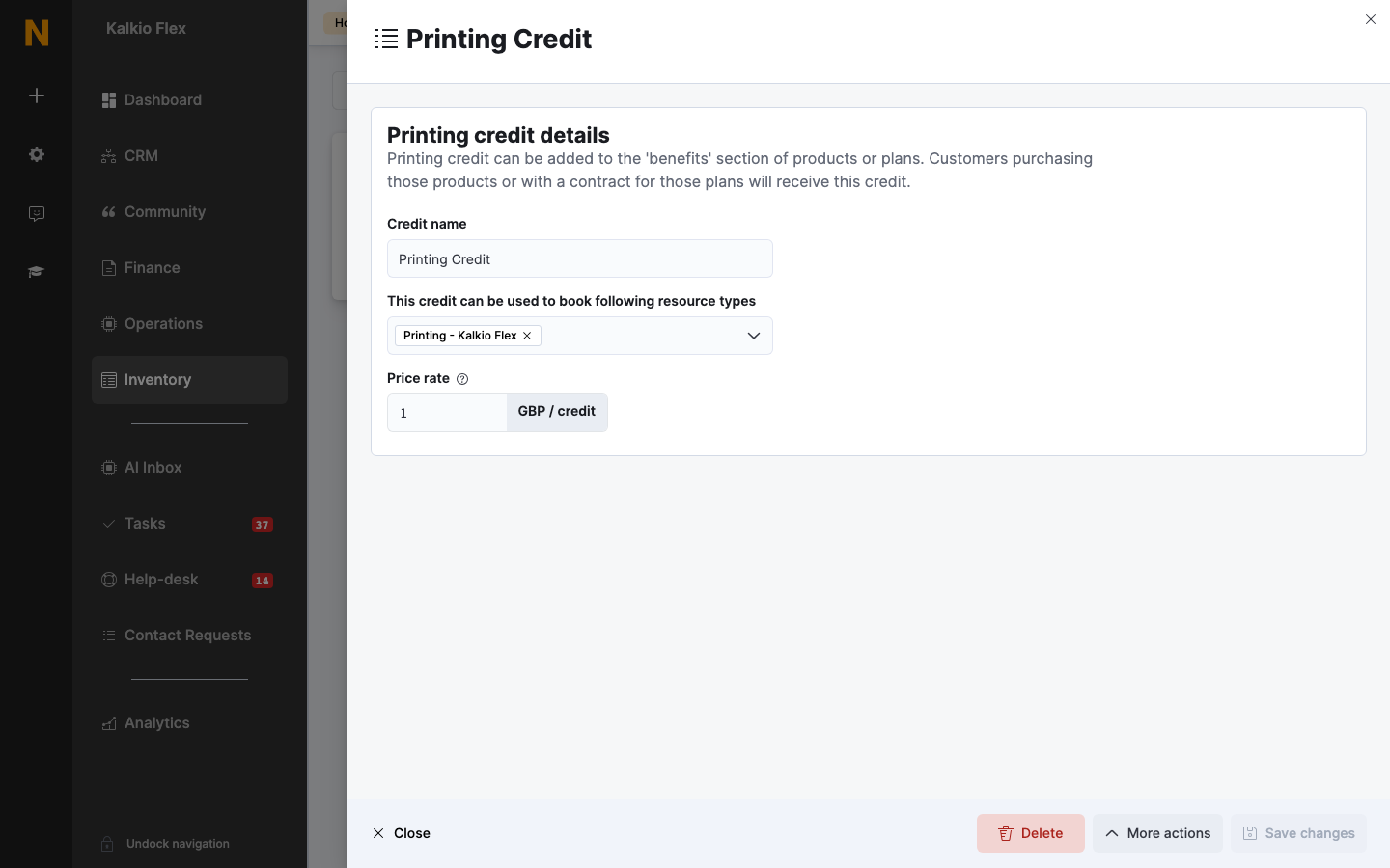 A printing credit