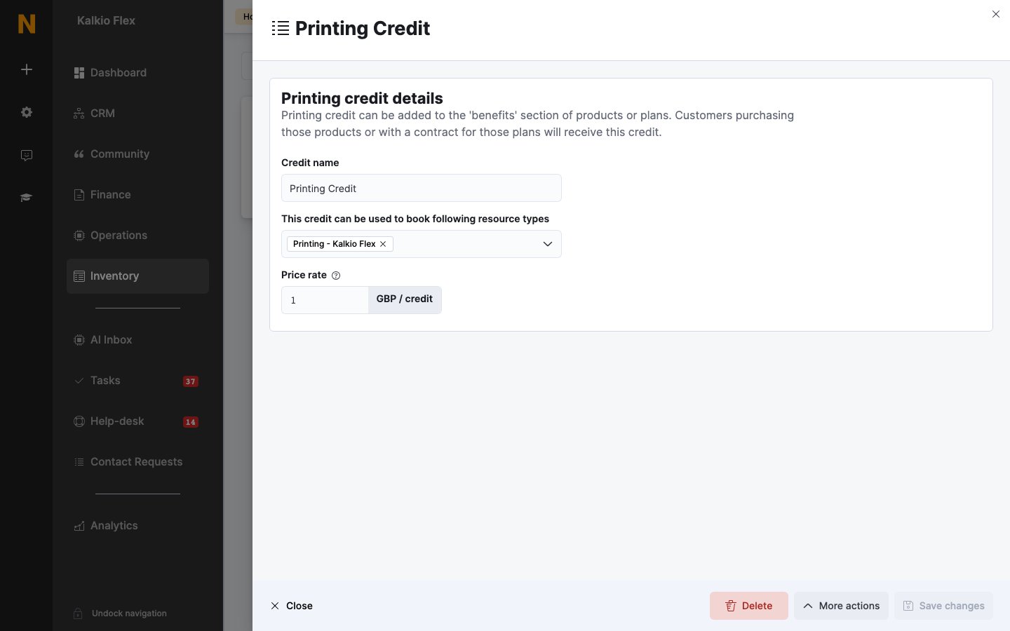 A printing credit