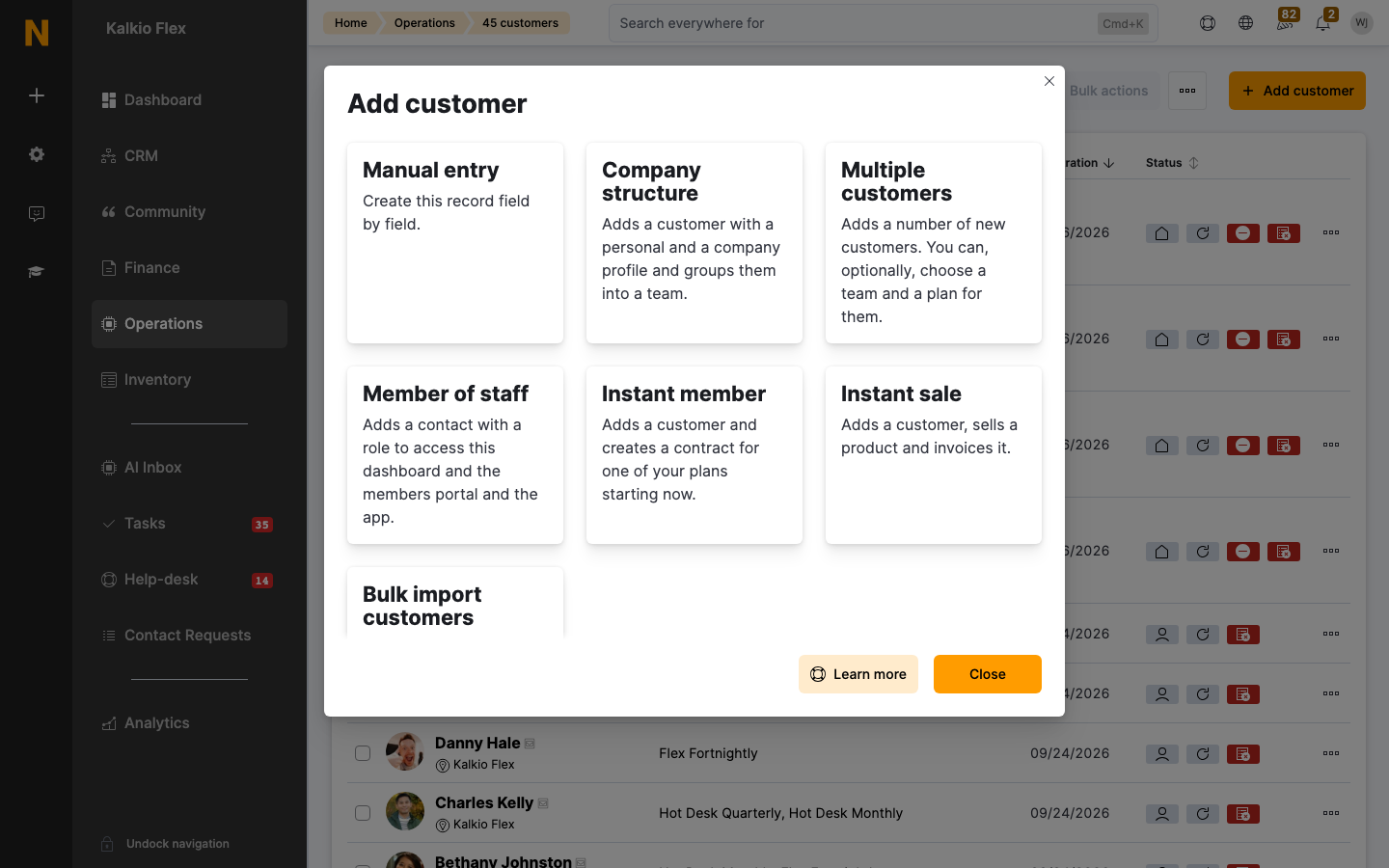 Add customer options
