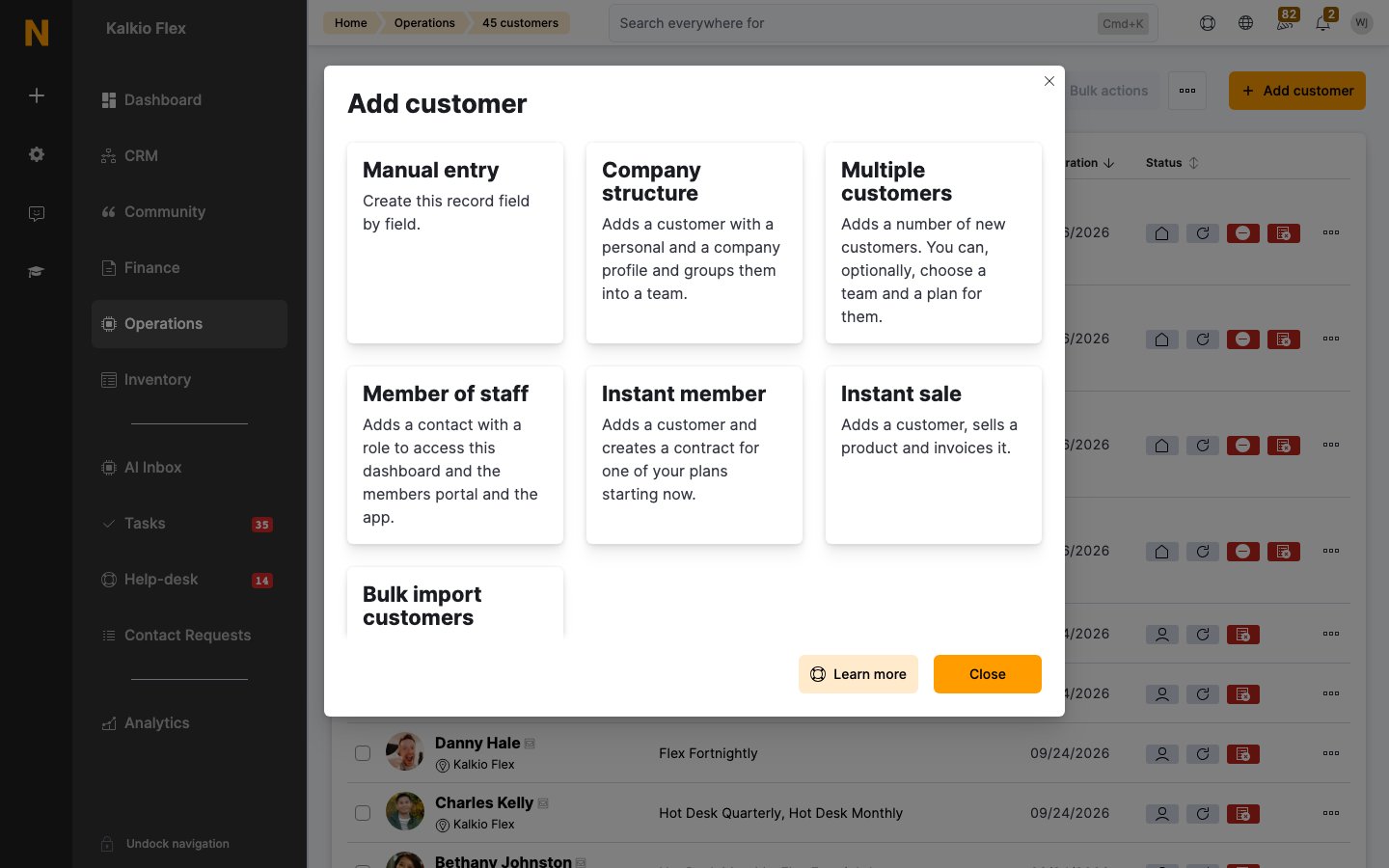 Add customer options