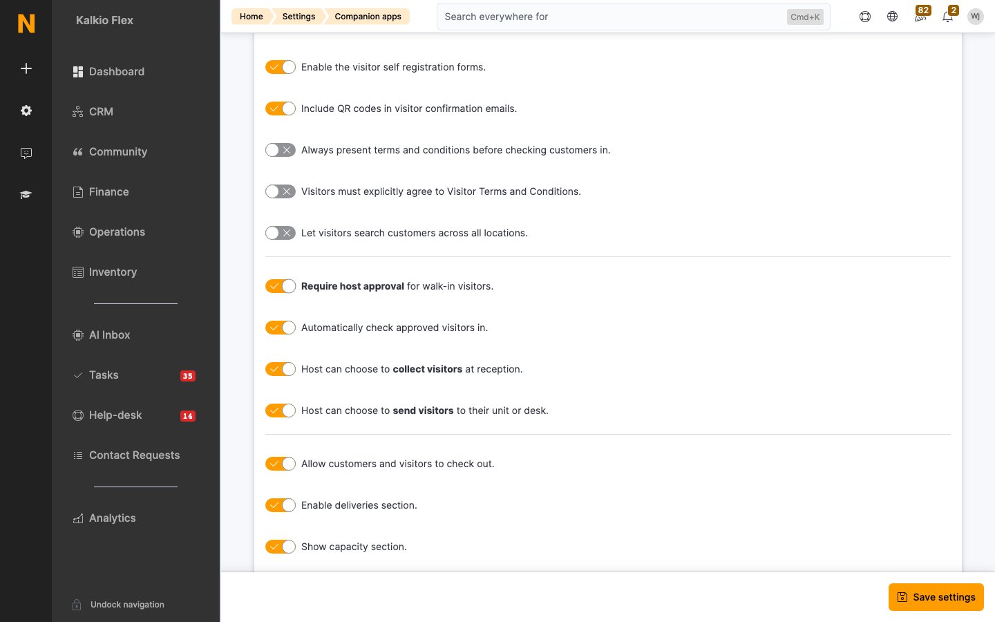 Visitor approval settings for NexIO