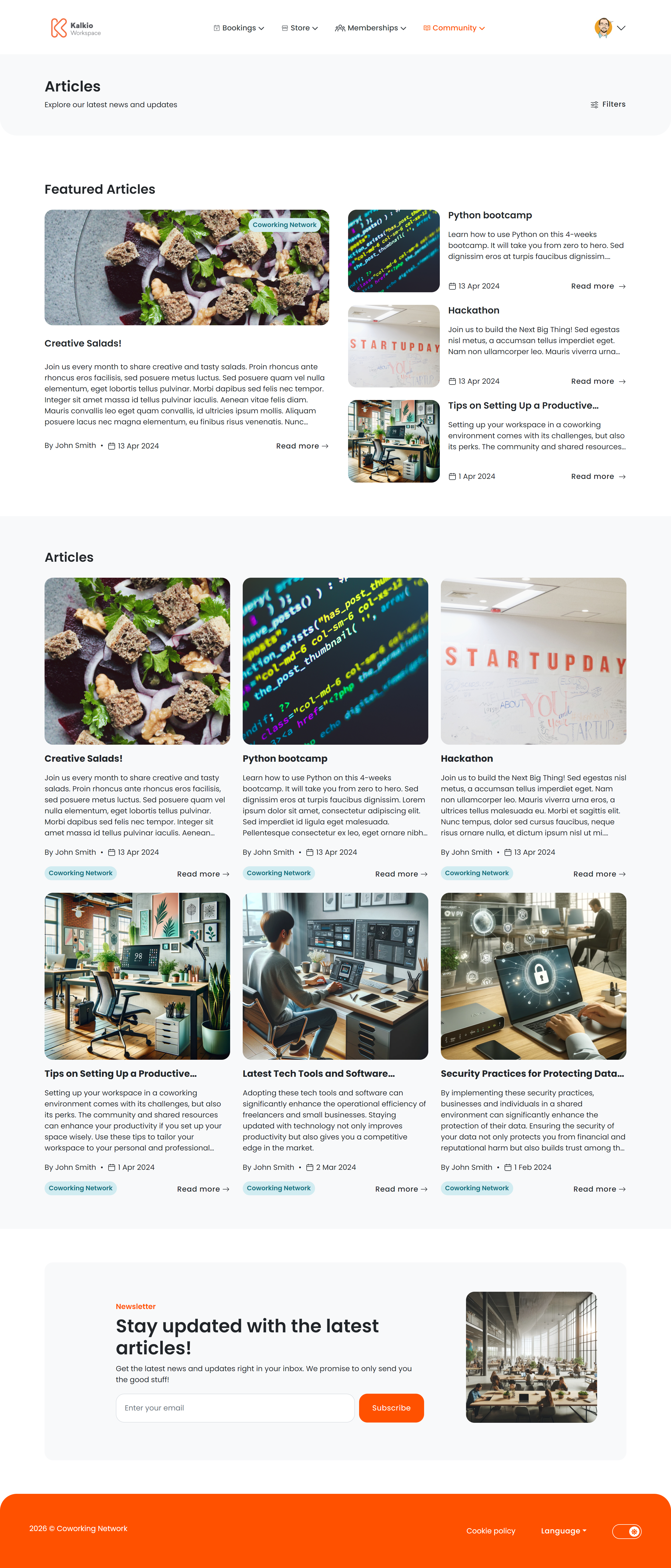 Article listing page