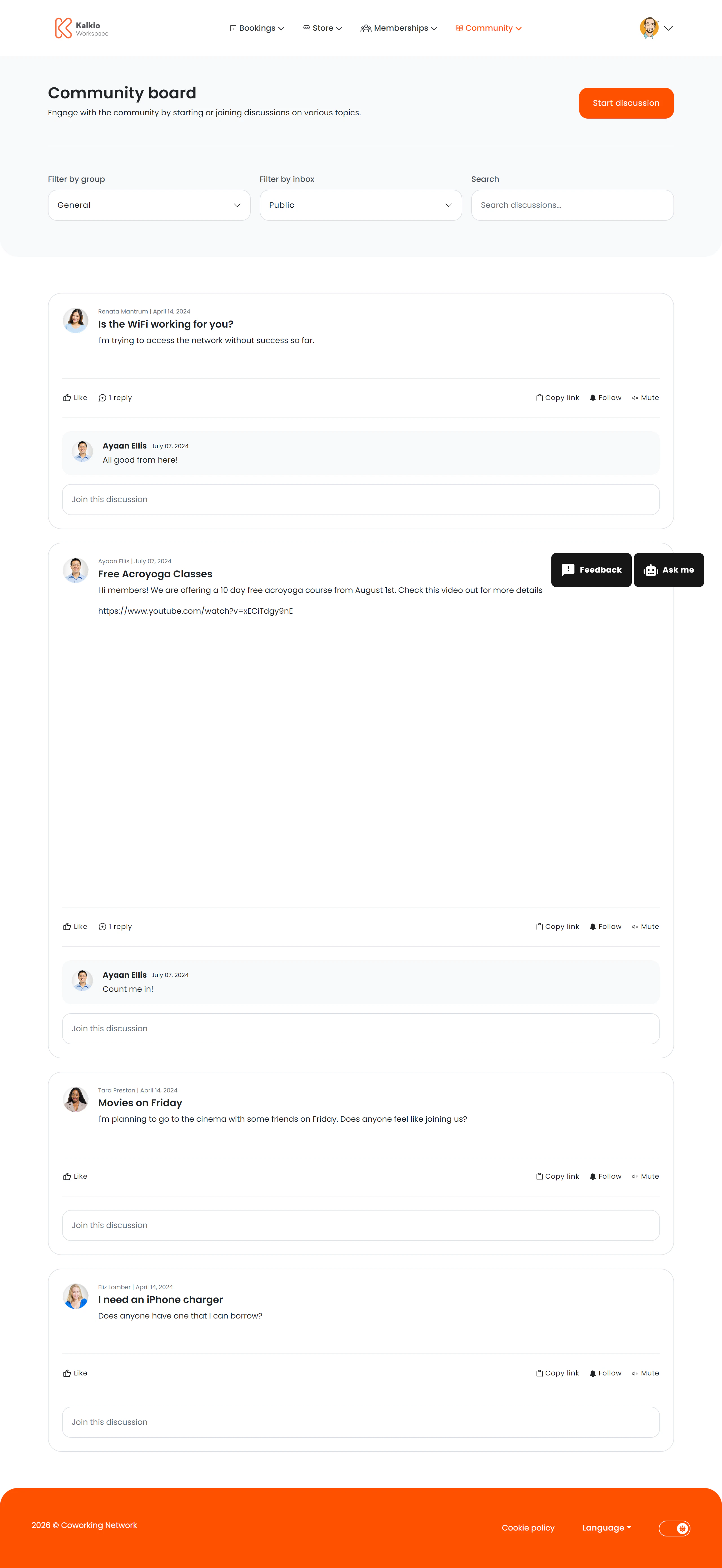 Community Board page