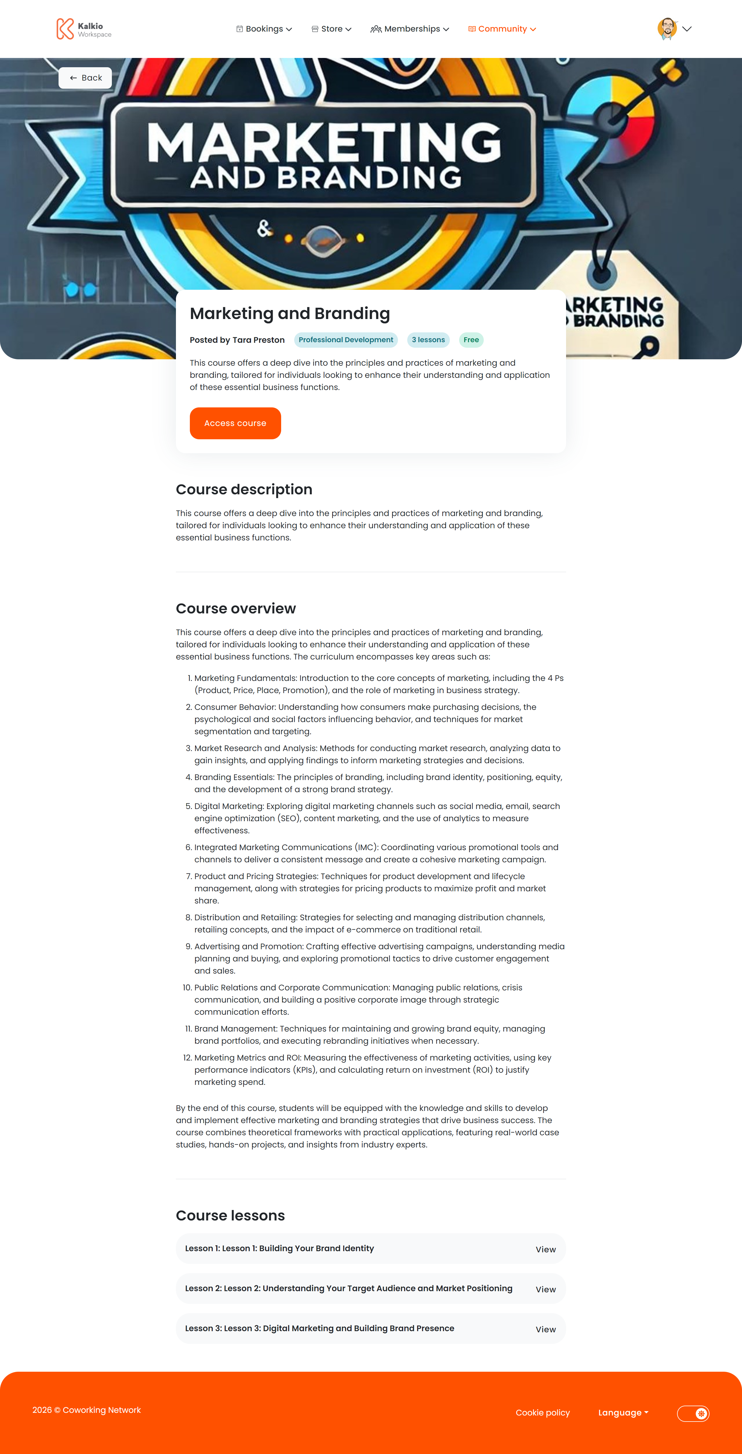 Course details page