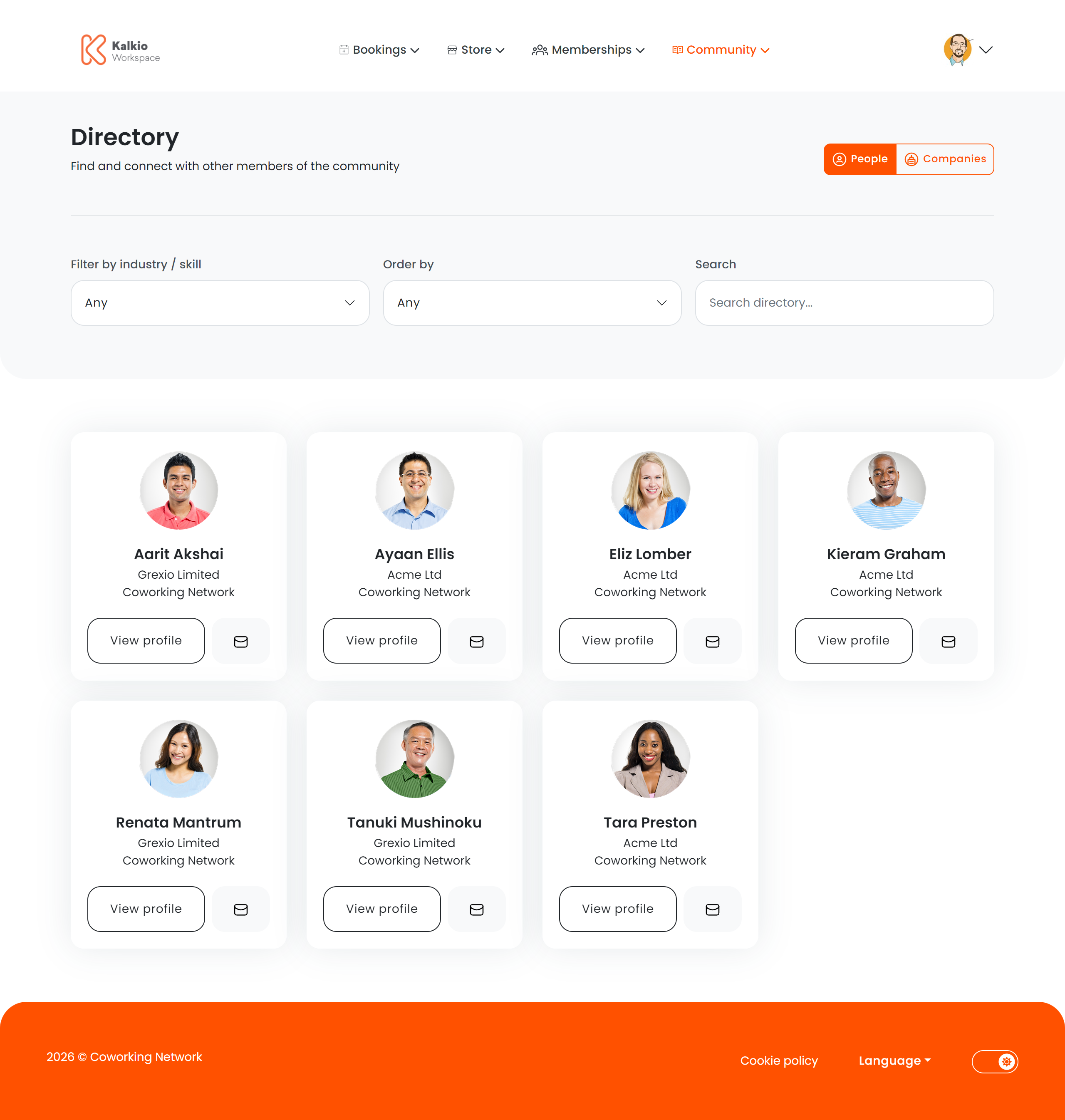 Members Directory page
