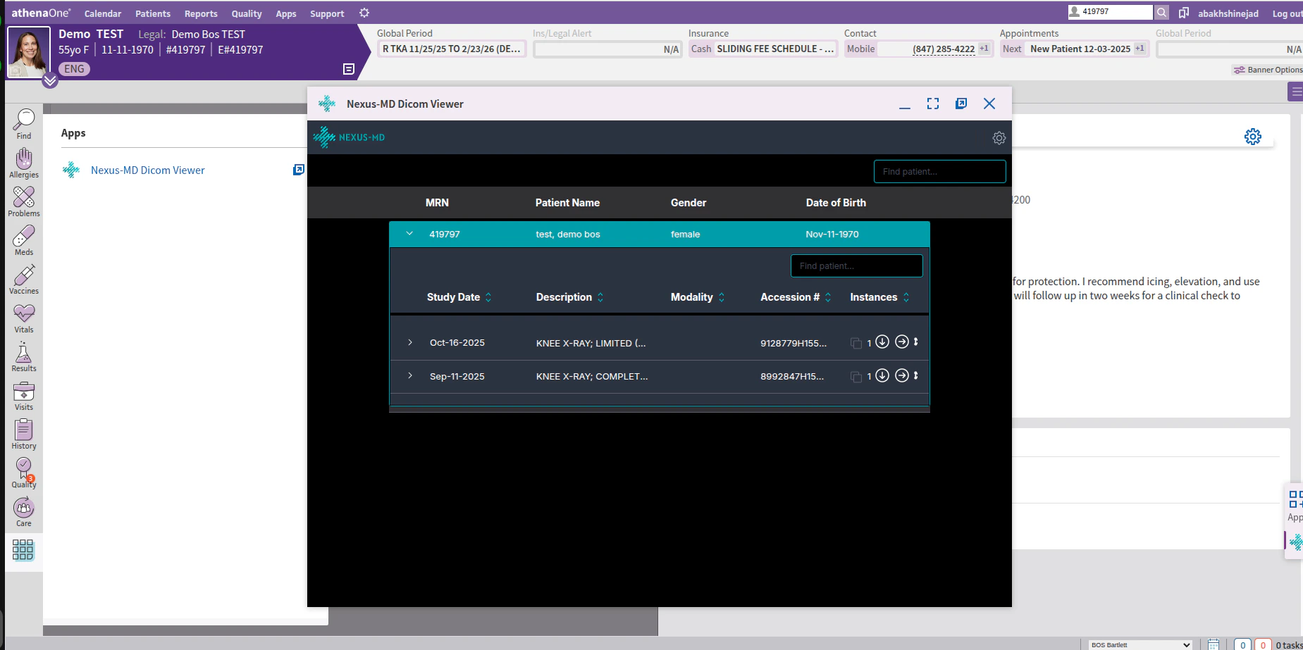 Athena One Viewer Patient Expanded Pn
