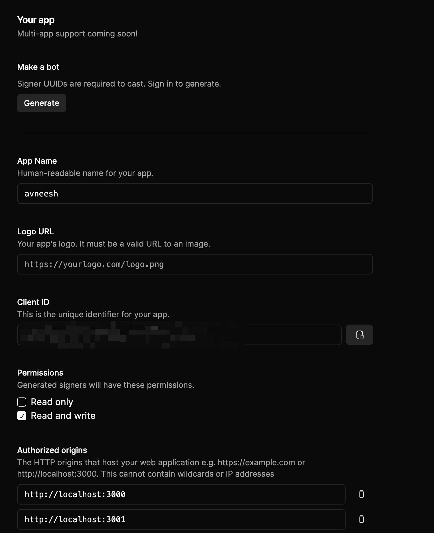 Neynar client ID
