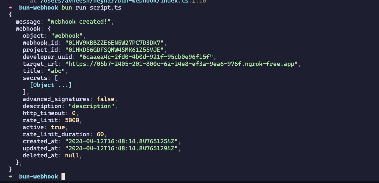 Webhook Created