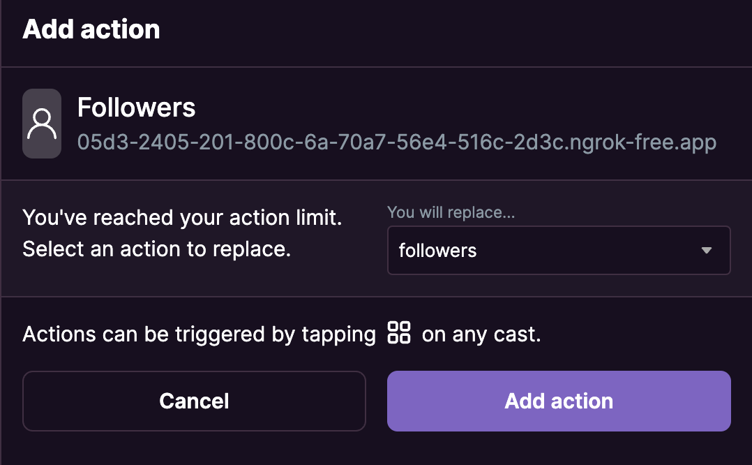 Add farcaster action