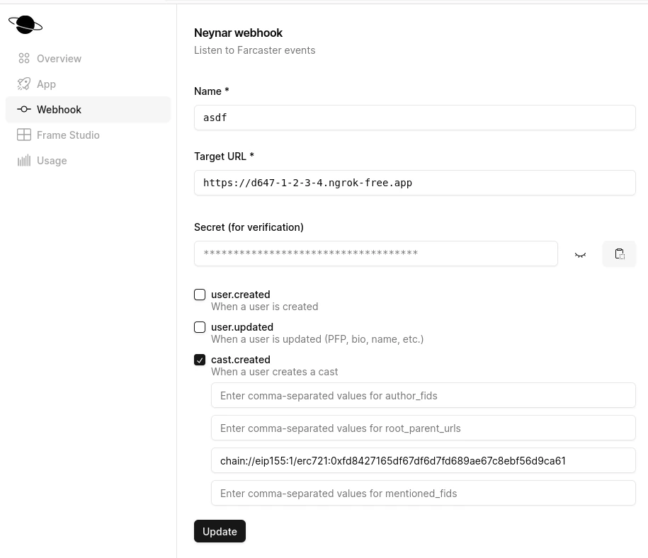 create webhook