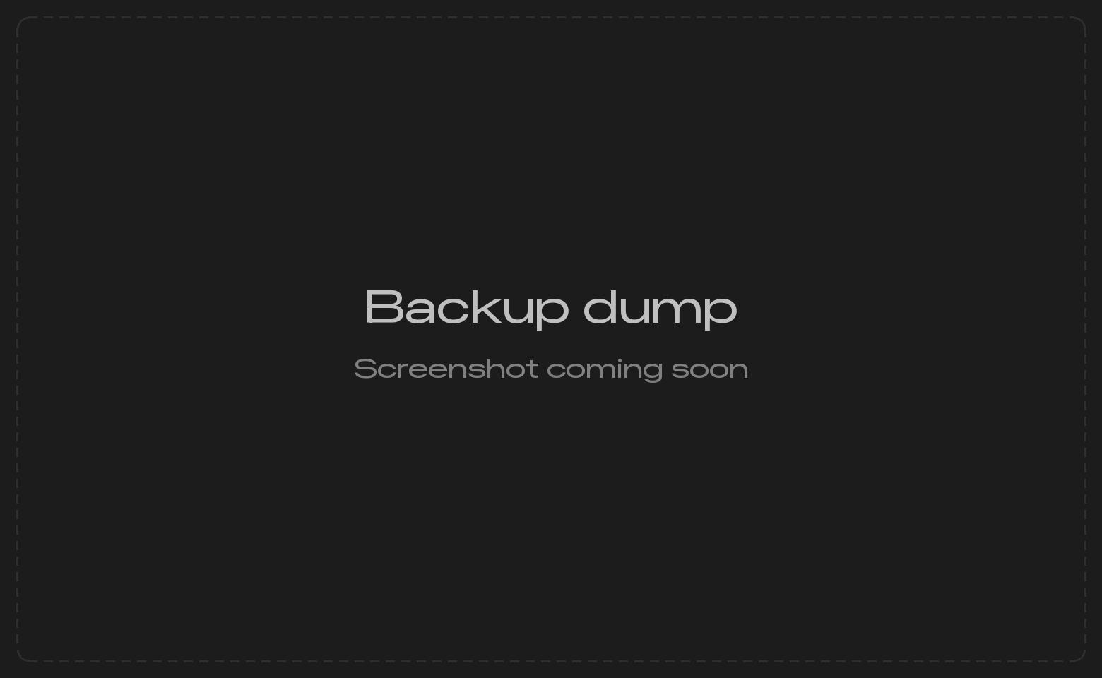 Backup Dump sheet