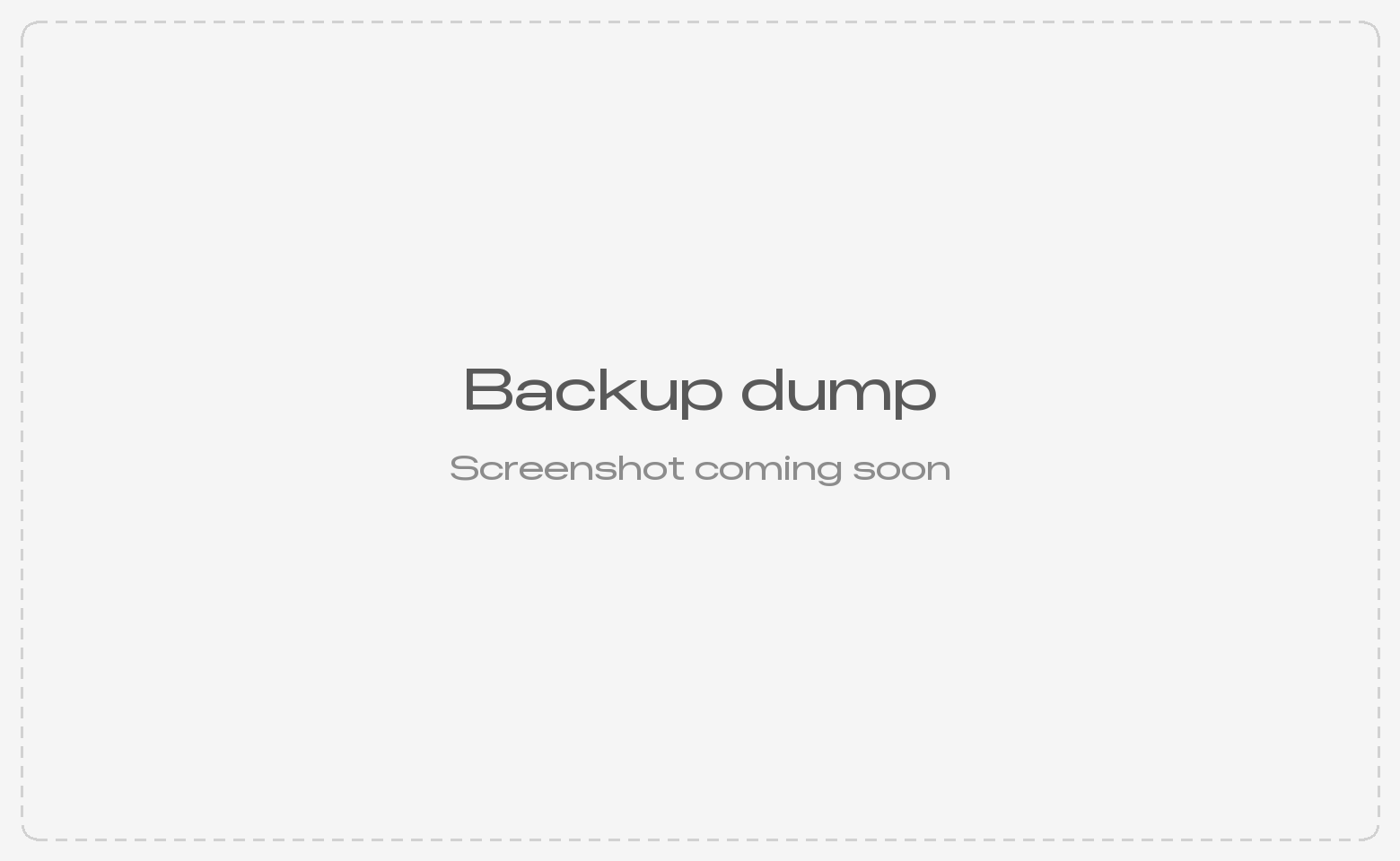 Backup Dump sheet