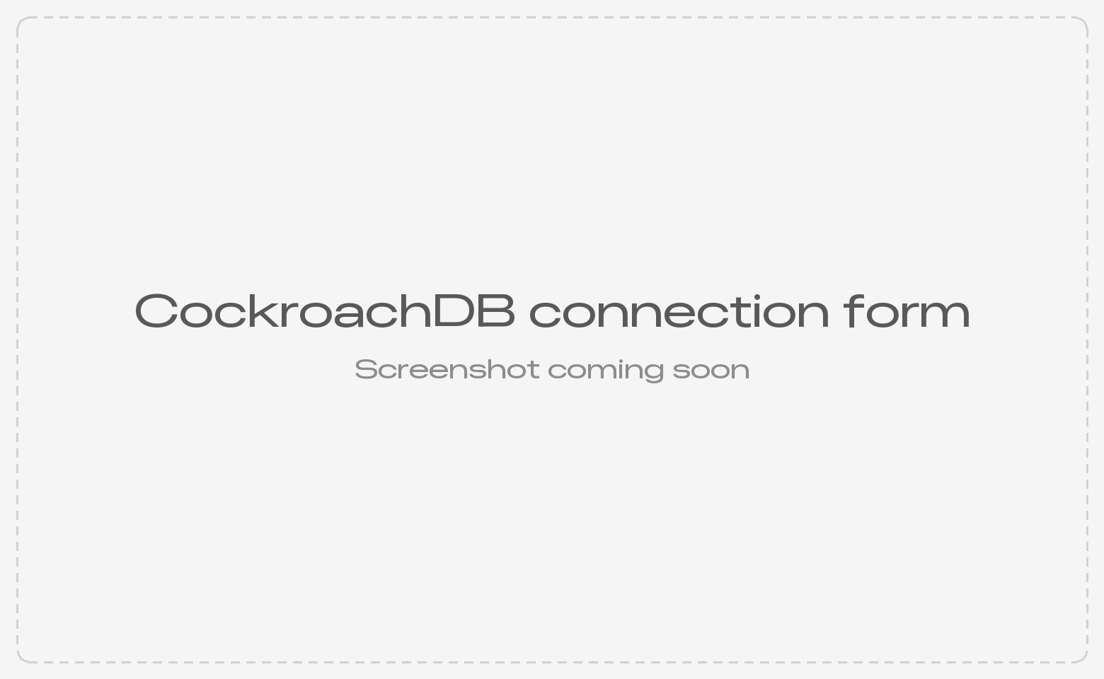 CockroachDB connection form