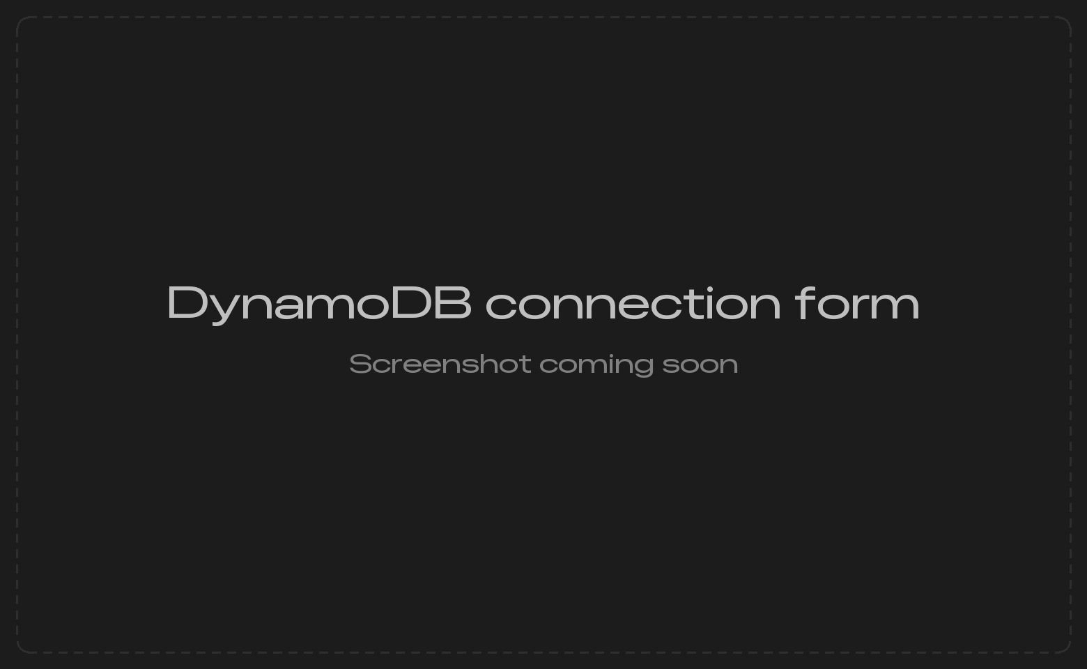 DynamoDB connection form