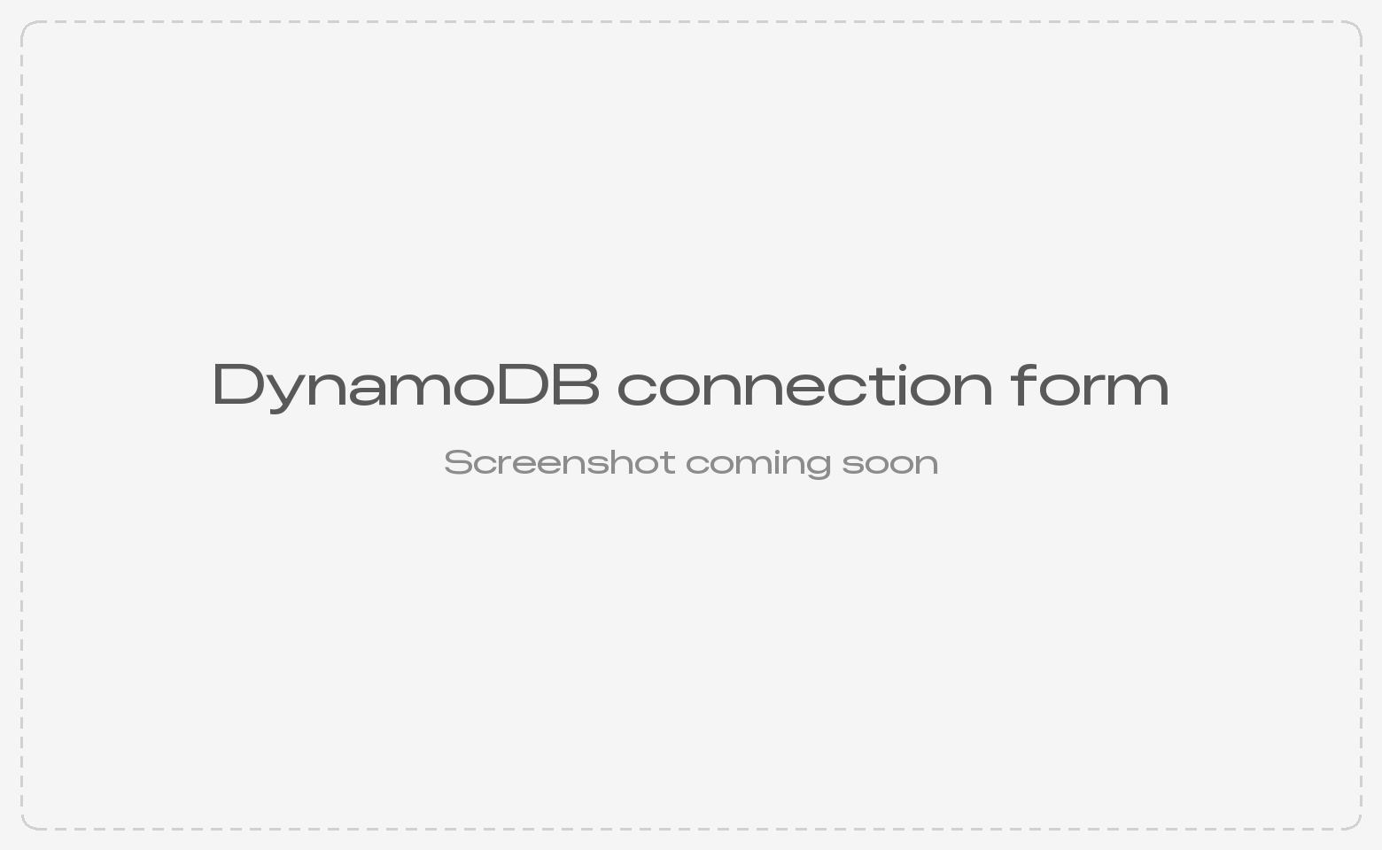 DynamoDB connection form