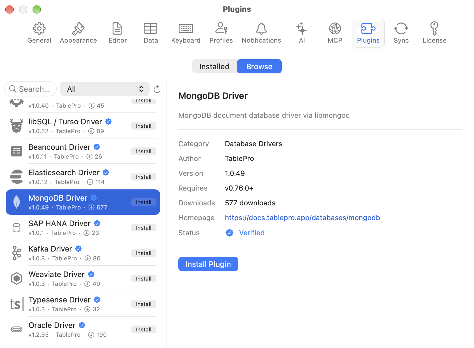 Plugin registry browser in Settings