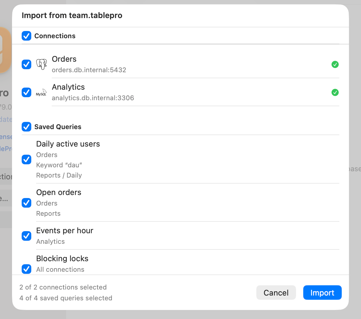 Import preview
