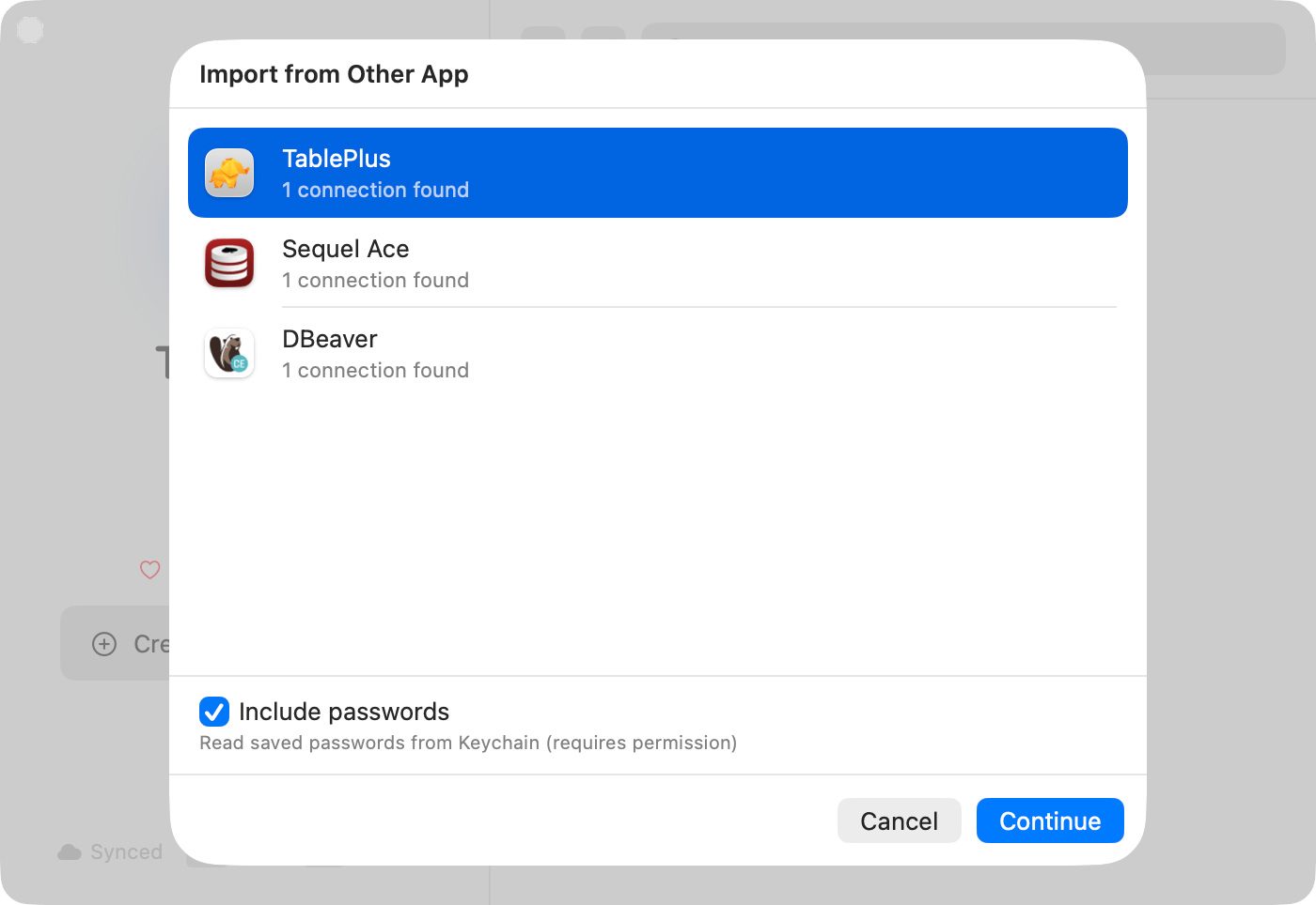 Import from other app - source picker