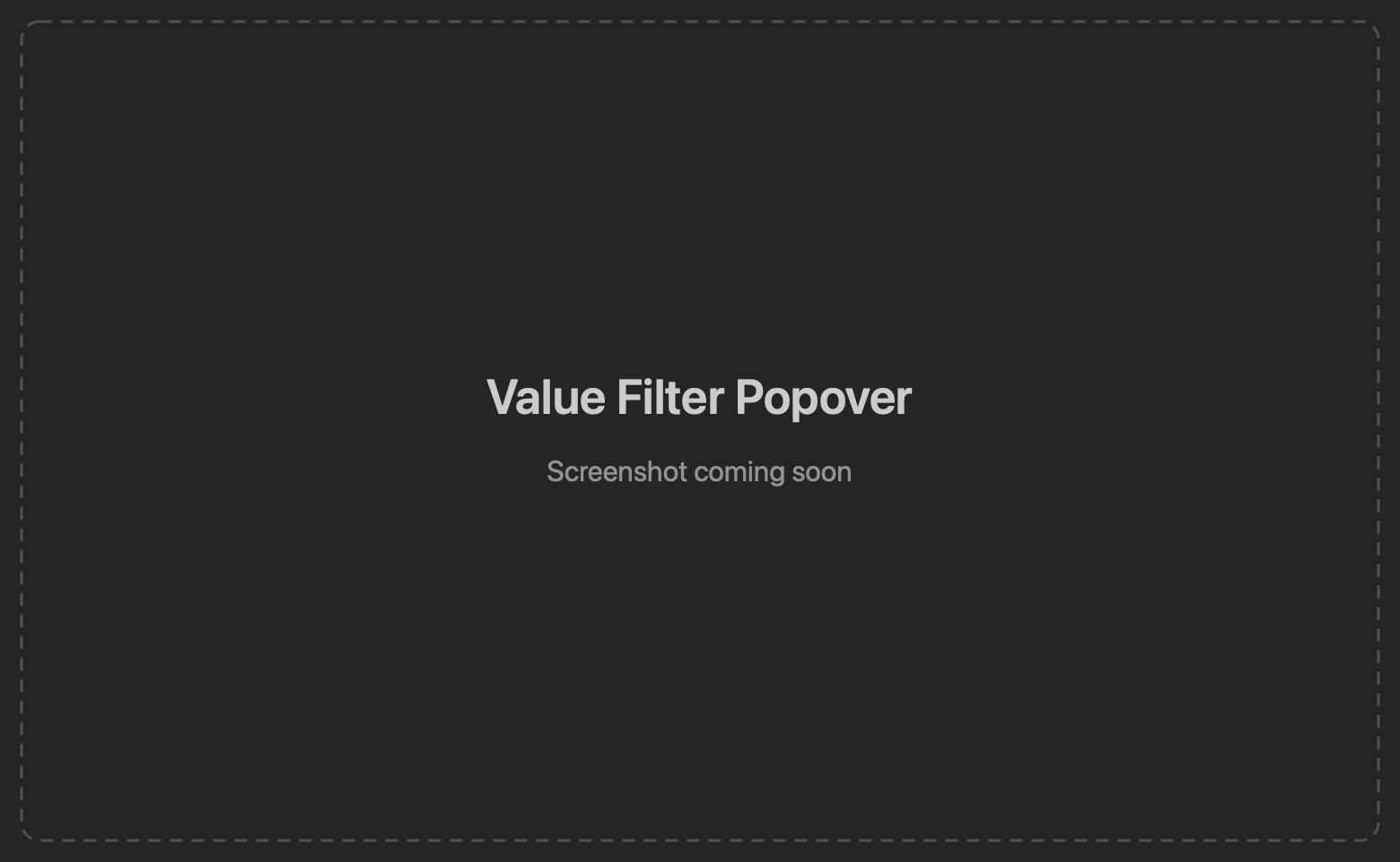 Value filter popover