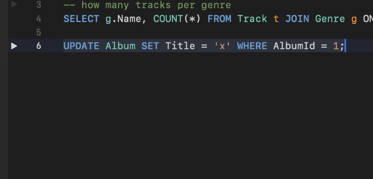 Statement run controls in the editor gutter