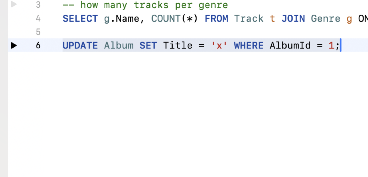 Statement run controls in the editor gutter