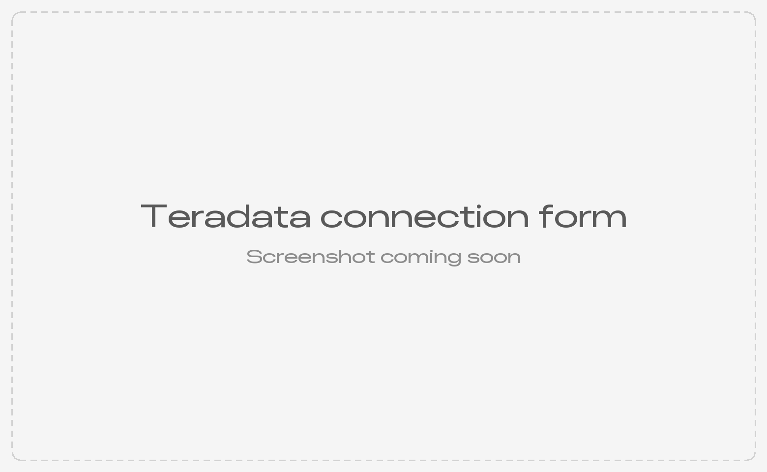 Teradata connection form