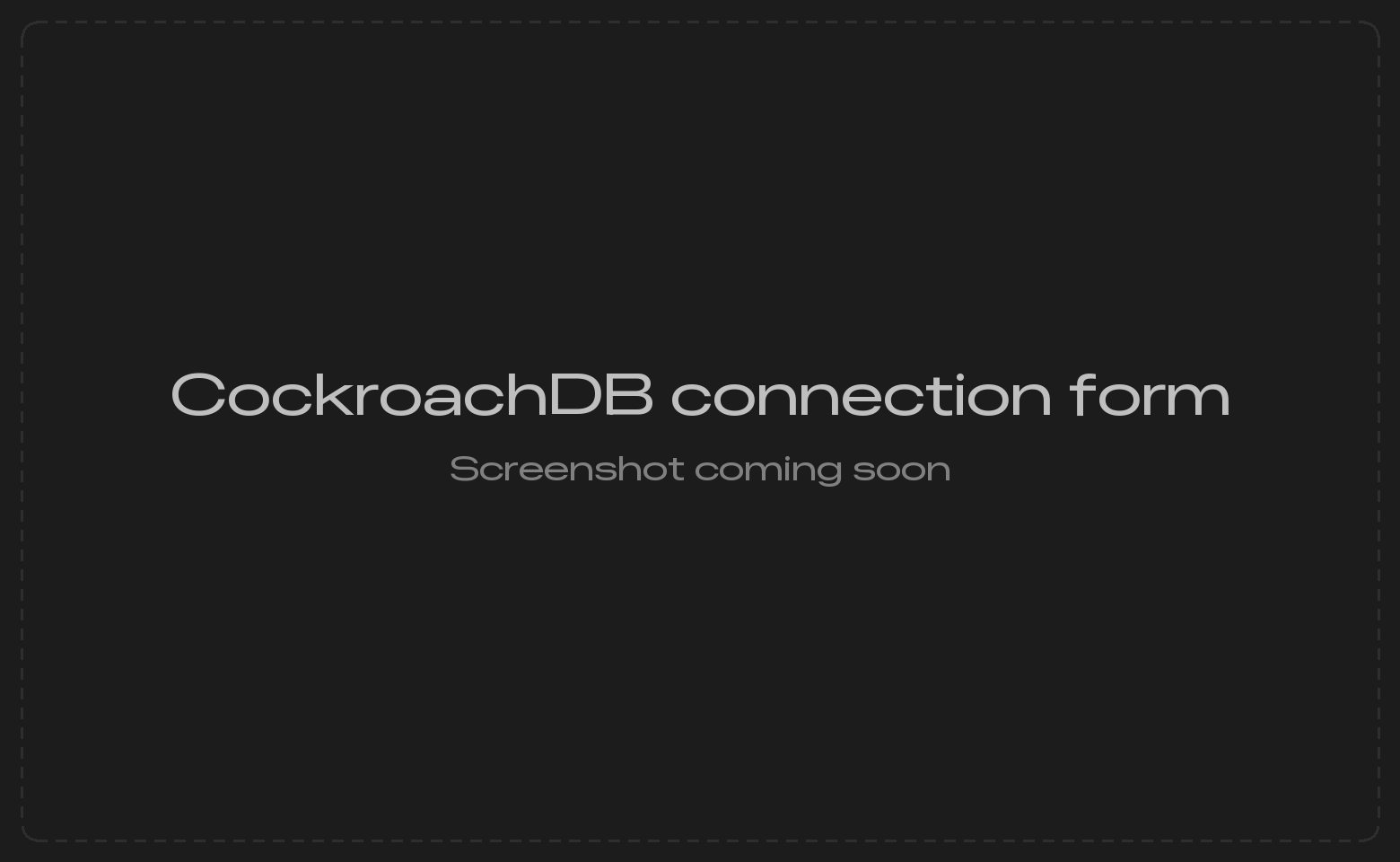CockroachDB connection form
