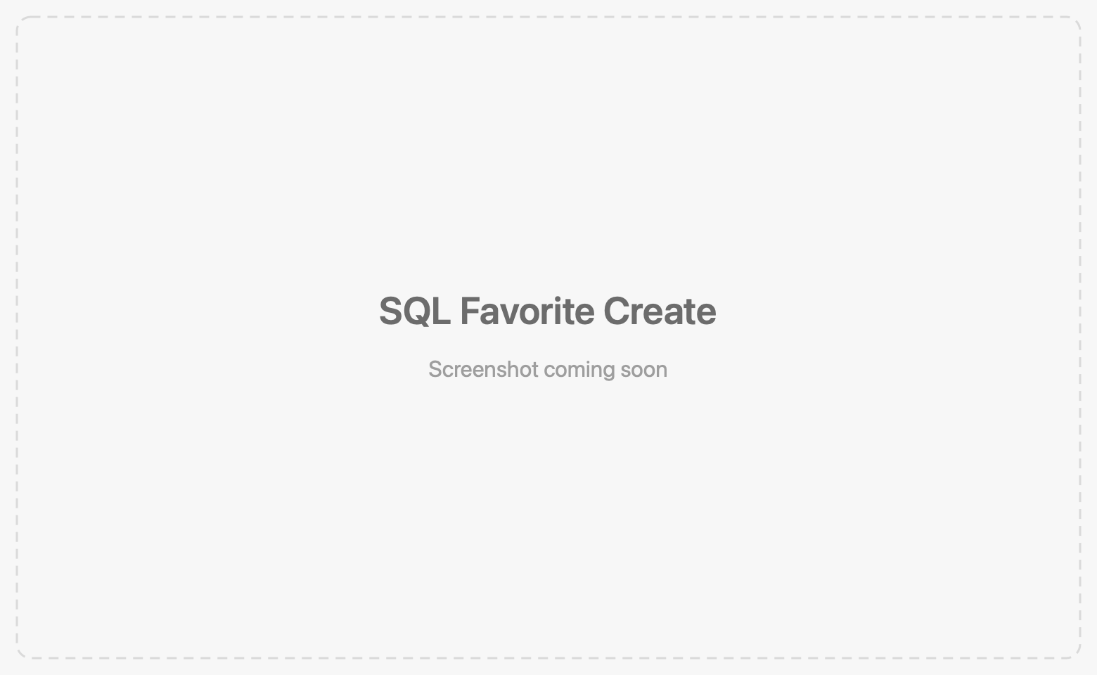 Creating a new SQL favorite