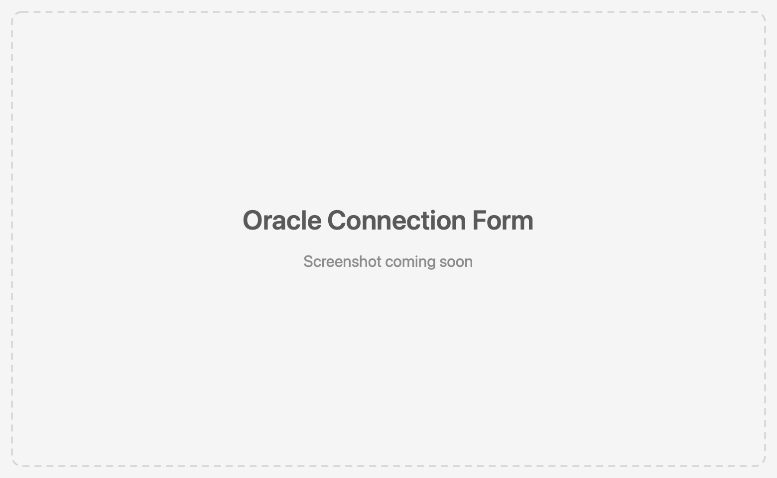 Oracle connection form with Connection Type and Service Name fields