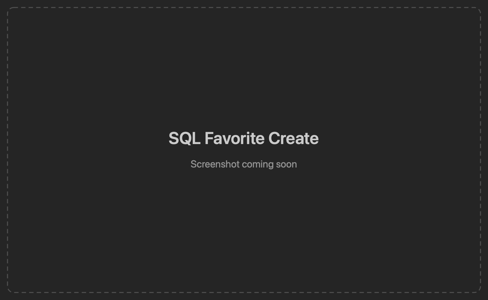 Creating a new SQL favorite
