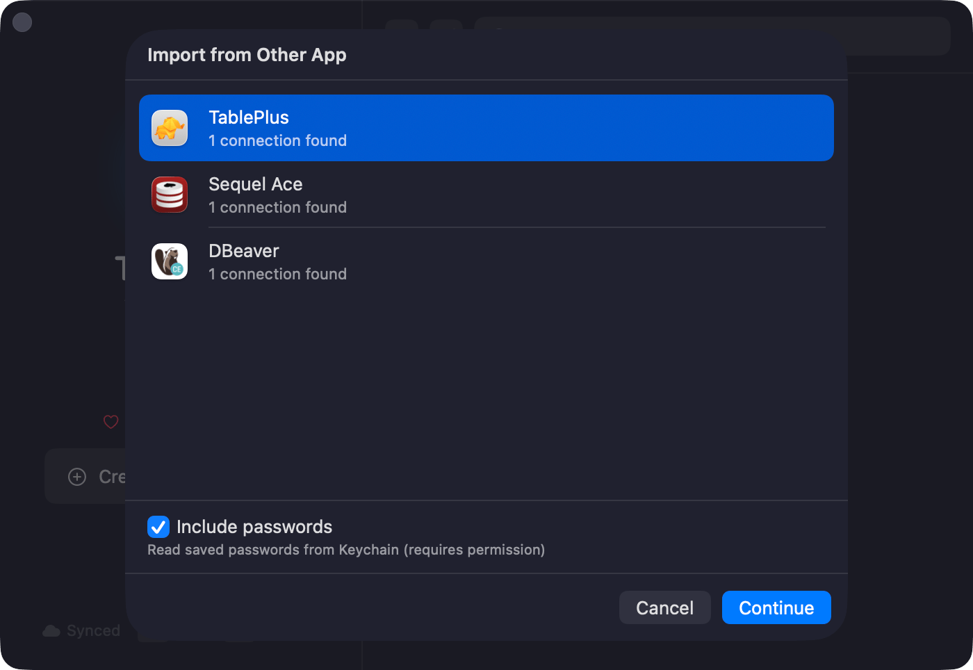 Import from other app - source picker