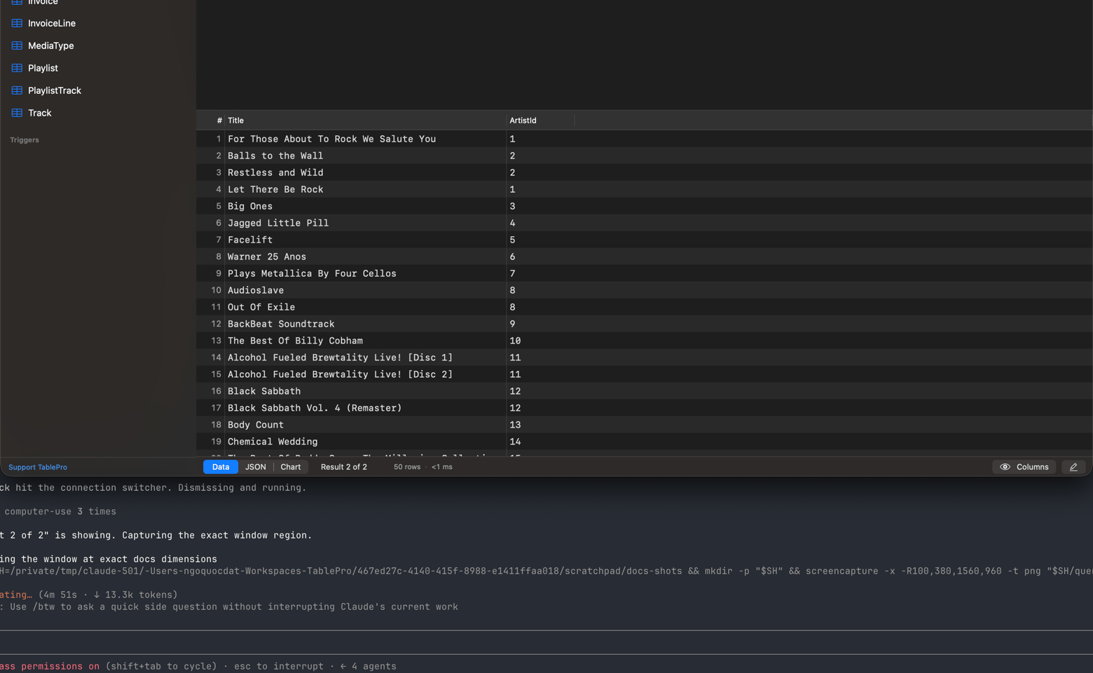 Query results and the result chooser