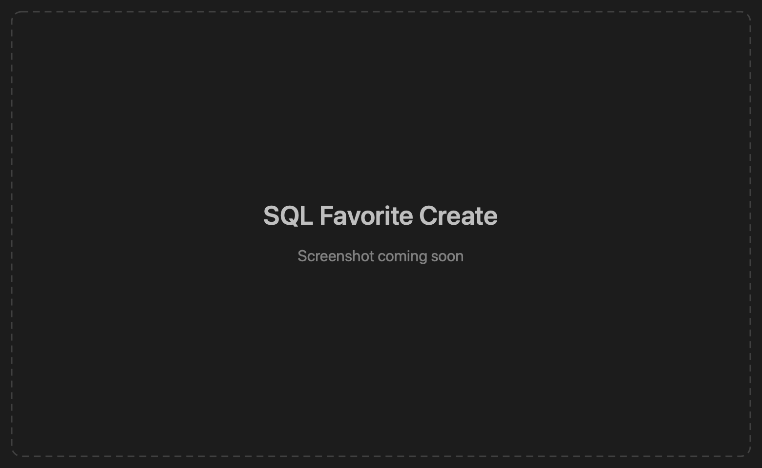 Creating a new SQL favorite