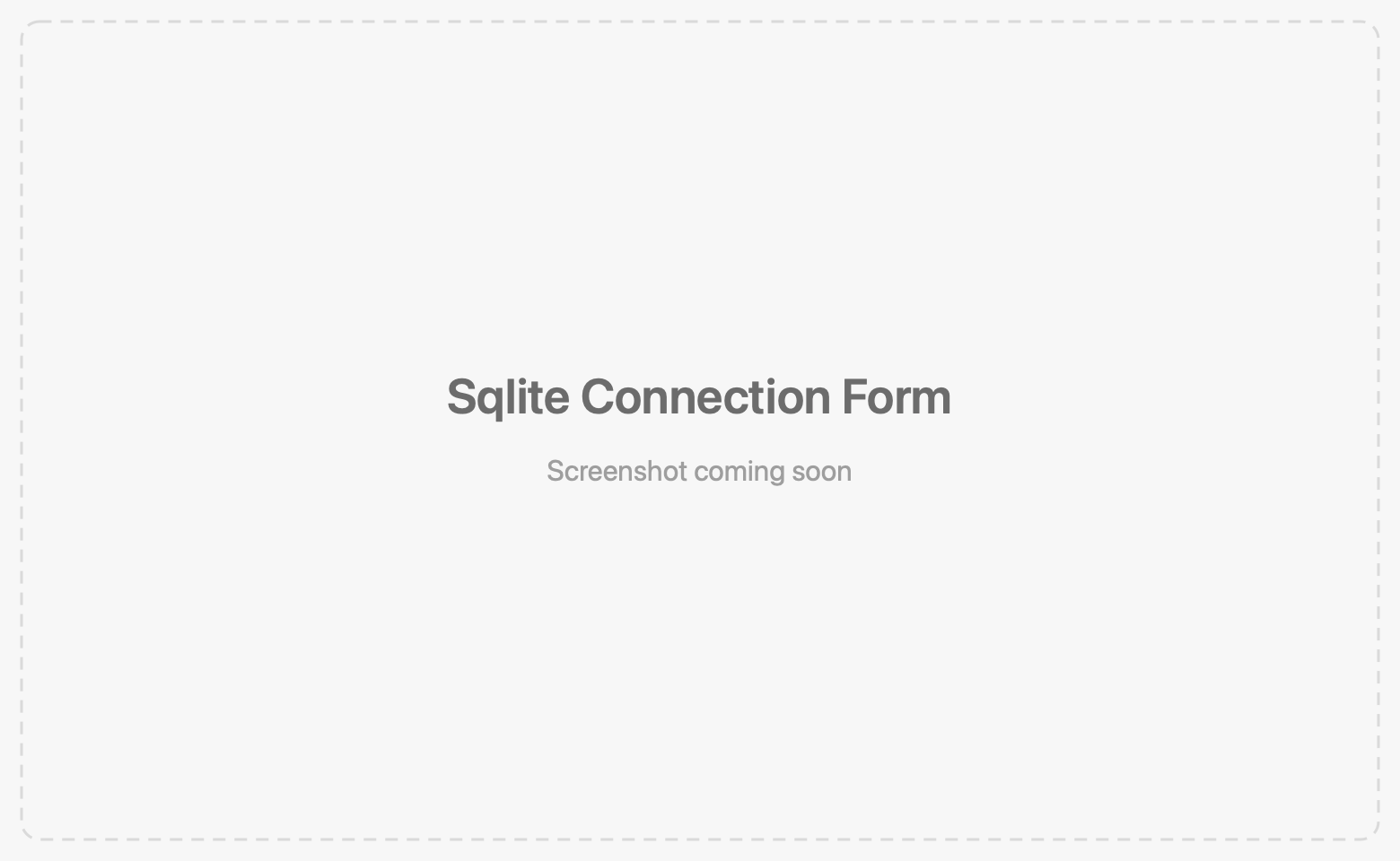 SQLite connection form with file path field