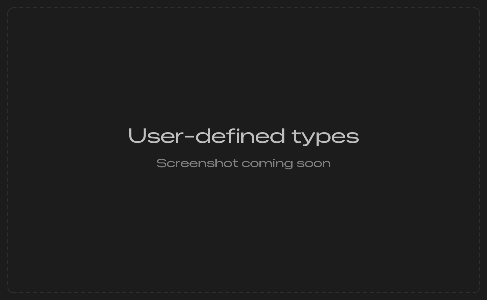 Sidebar tree with the Types section expanded under a PostgreSQL schema, and a tab showing the rebuilt CREATE TYPE statement