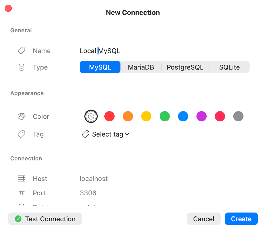 Connection test success