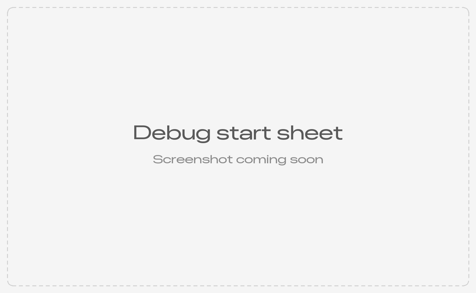 Debug start sheet with an Entry Point menu, a parameter table with Name, Type, Value, NULL and Default columns, and Protocol, Debugger Host and Debugger Ports fields
