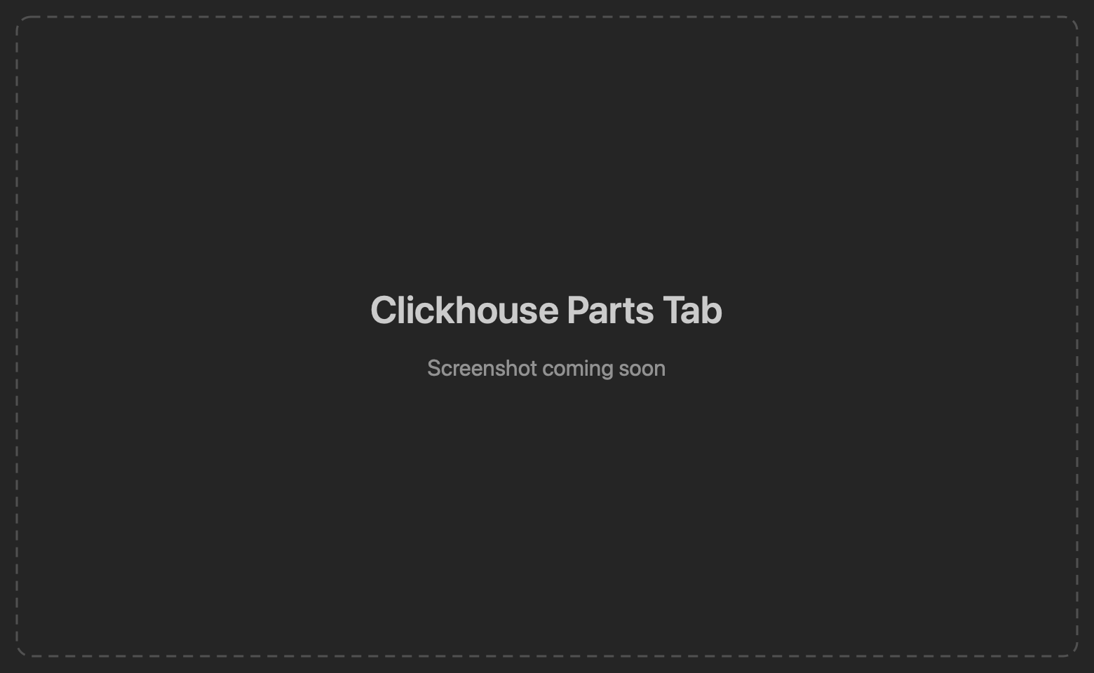ClickHouse Parts tab showing partitions with Optimize, Drop, and Detach actions
