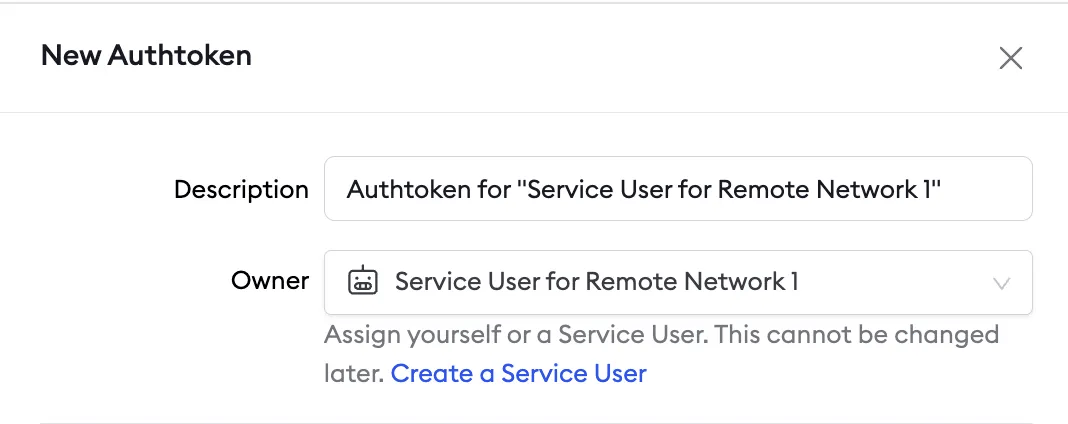 Authtokens page showing a new authtoken assigned to a service user