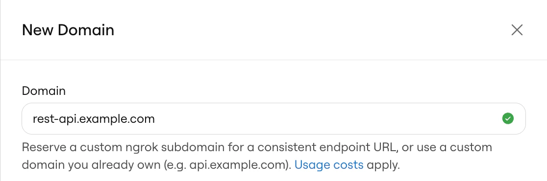 Domains page showing reserved domains for private Agent Endpoints