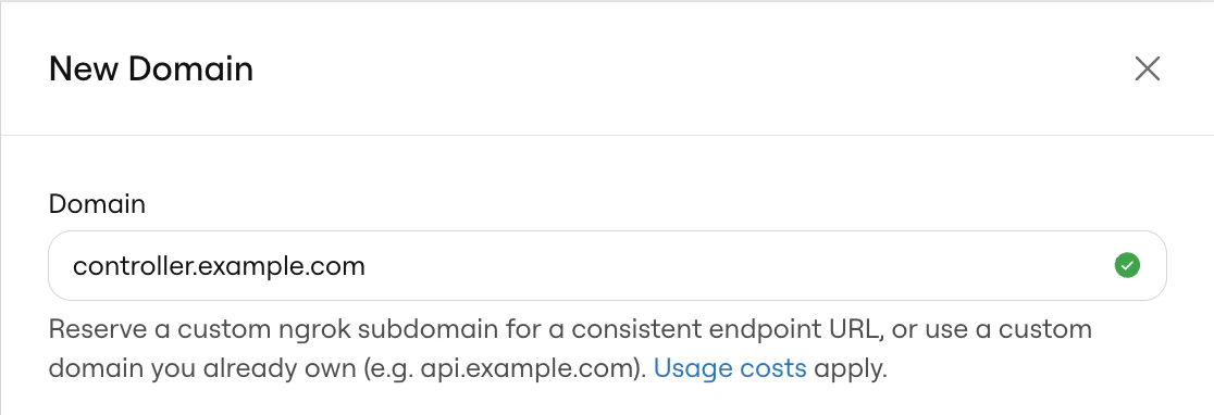 Domains page showing reserved domains for private Agent Endpoints