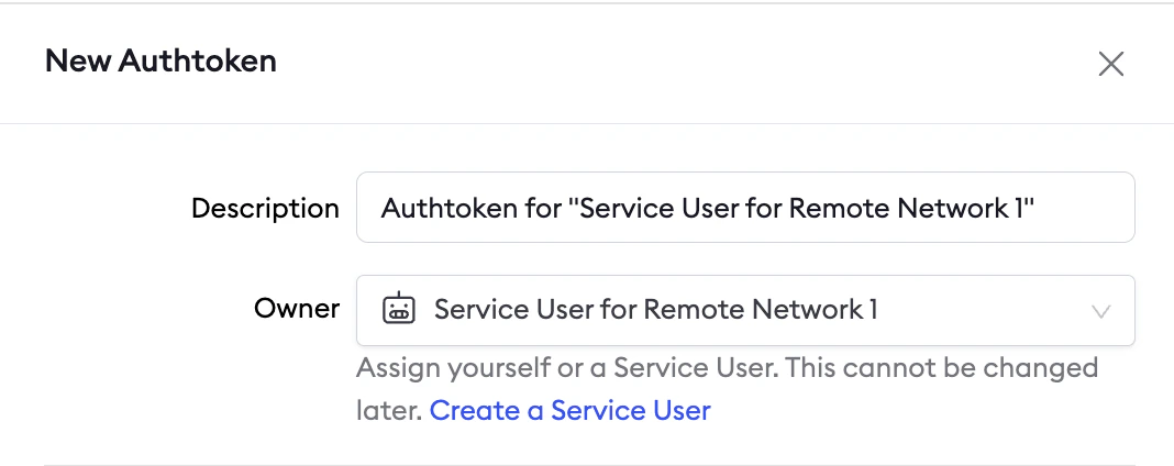 Authtokens page showing a new authtoken assigned to a service user